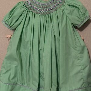 Girls Mint Green Smocked Short-Sleeve Dress - Brand Unspecified